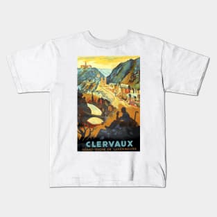 Clervaux, Luxembourg - Vintage Travel Poster Design Kids T-Shirt